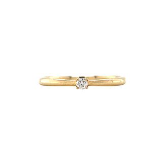 Gouden solitair ring met diamant 14 krt