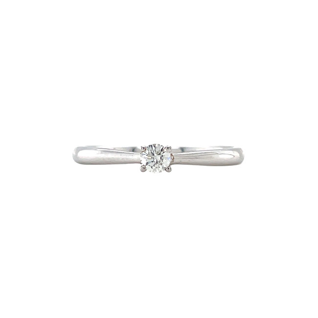 Witgouden solitair ring met diamant 14 krt