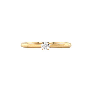 Gouden solitair ring met diamant 14 krt