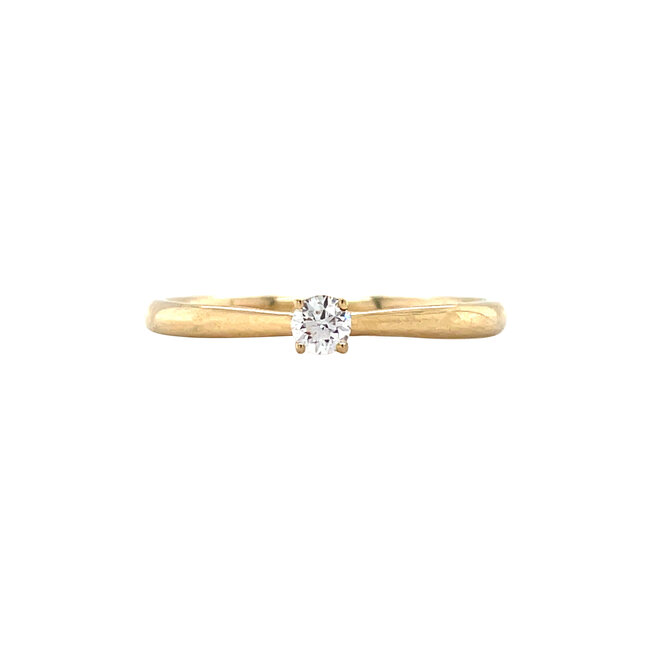 Gouden solitair ring met diamant 14 krt