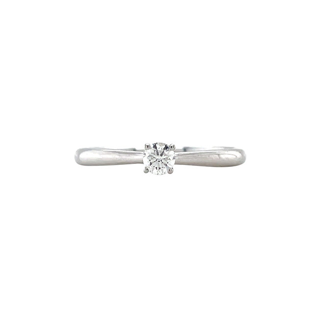 Weißgoldener Solitärring mit Diamant 14 kt