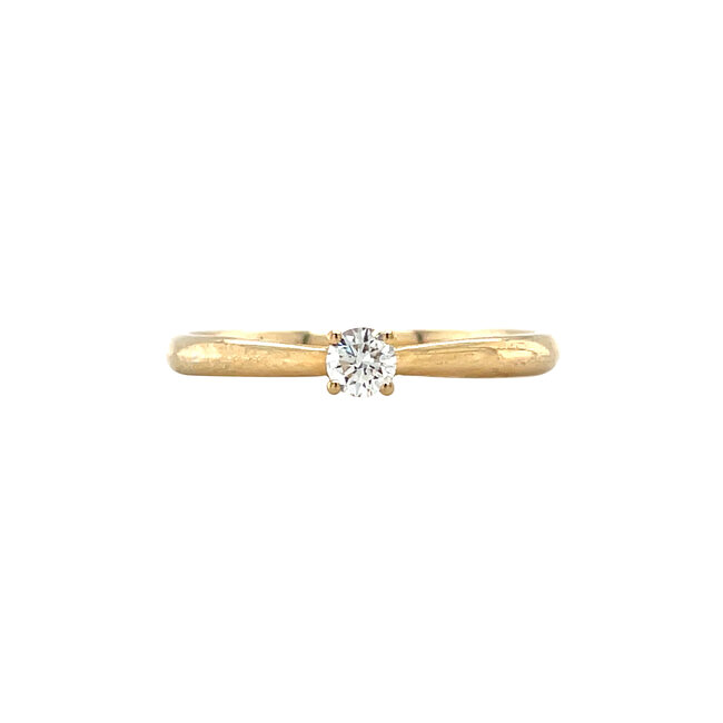 Gouden solitair ring met diamant 14 krt