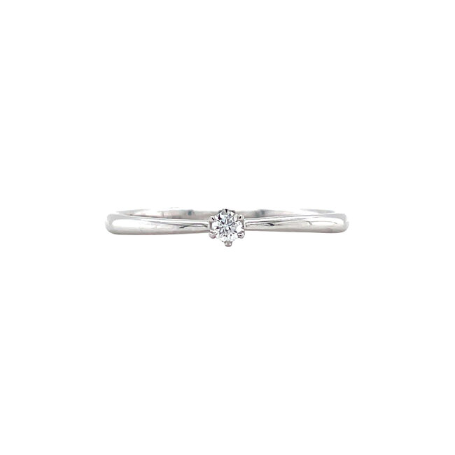 Weißgoldener Solitärring mit Diamant 14 kt