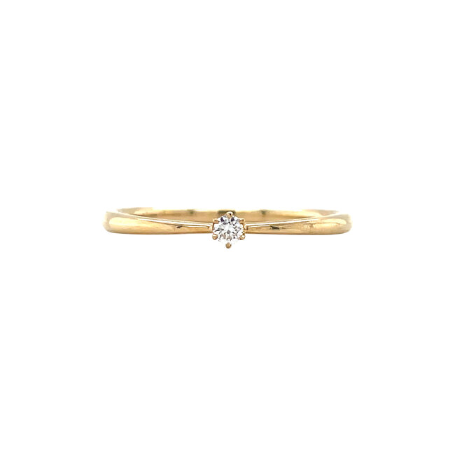 Gouden solitair ring met diamant 14 krt