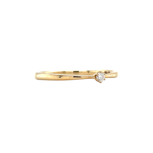 Gouden solitair ring met diamant 14 krt