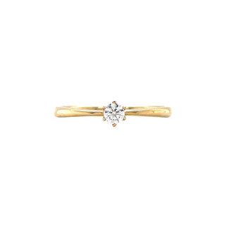 Gouden solitair ring met diamant 14 krt