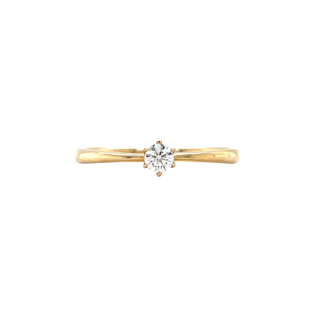 Gouden solitair ring met diamant 14 krt