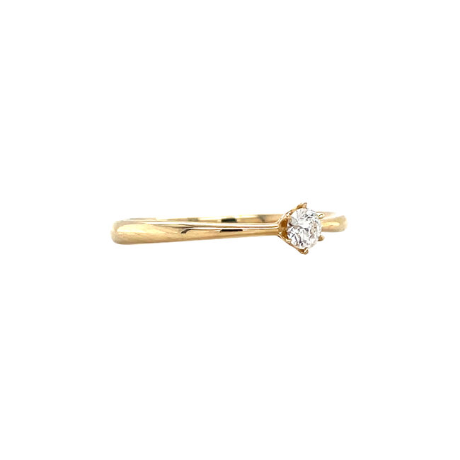 Gold solitaire ring with diamond 14 kt