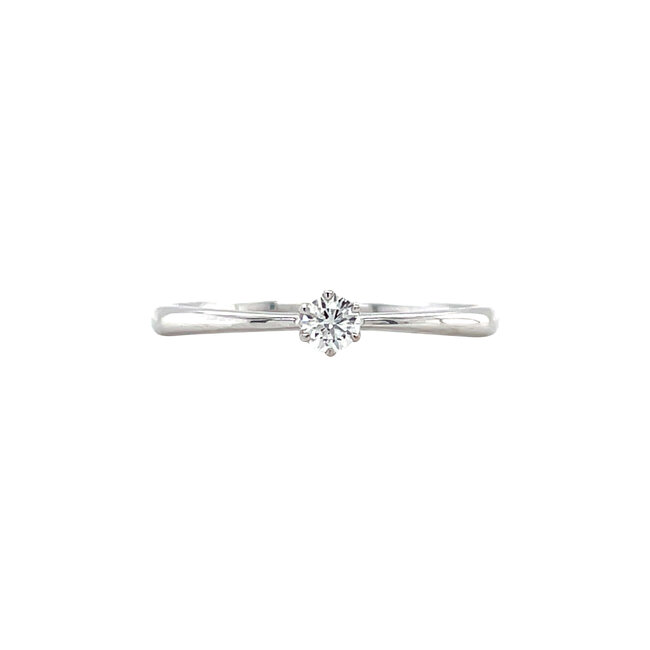 Weißgoldener Solitärring mit Diamant 14 kt