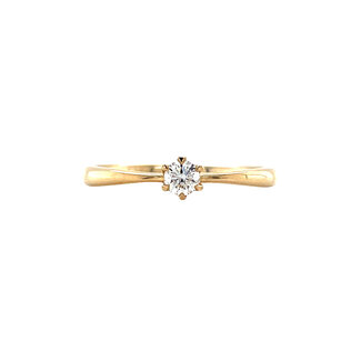 Gouden solitair ring met diamant 14 krt