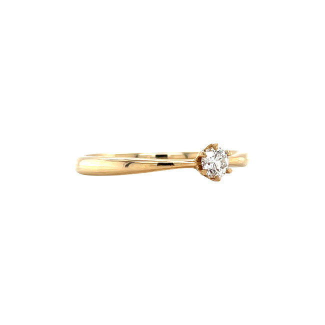 Gold solitaire ring with diamond 14 kt