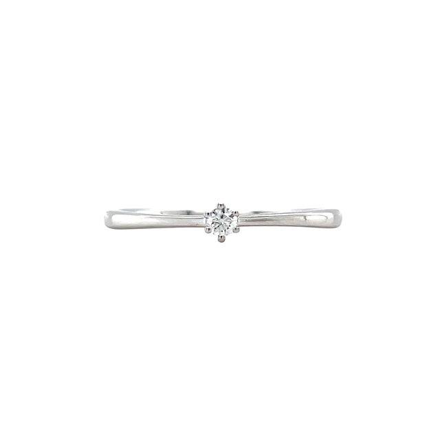Weißgoldener Solitärring mit Diamant 14 kt