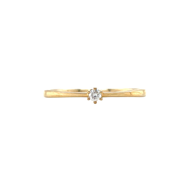 Gouden solitair ring met diamant 14 krt