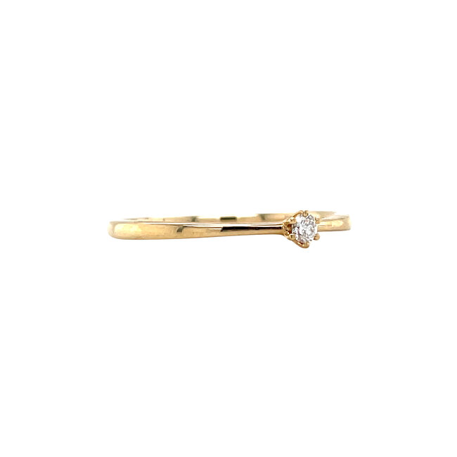 Gouden solitair ring met diamant 14 krt