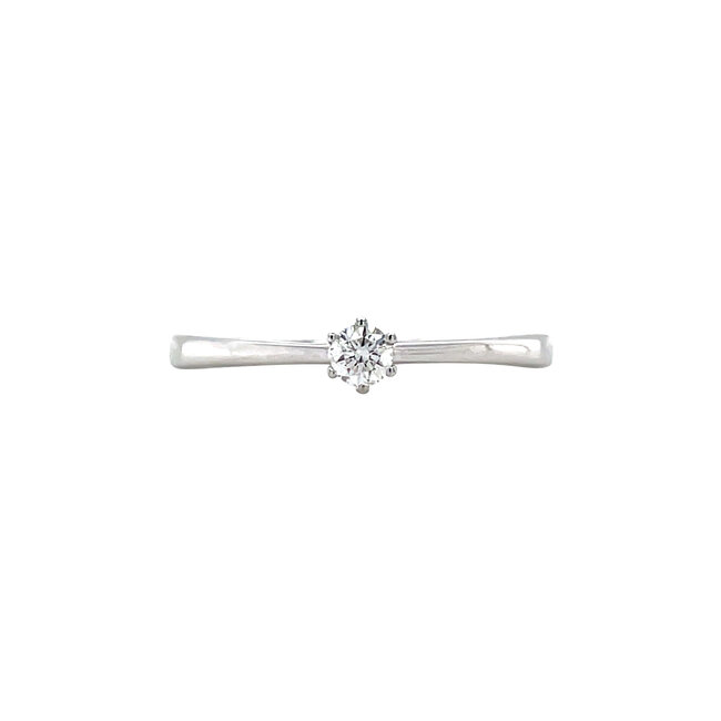 Weißgoldener Solitärring mit Diamant 14 kt