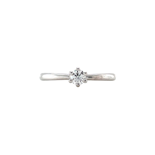 Weißgoldener Solitärring mit Diamant 14 kt