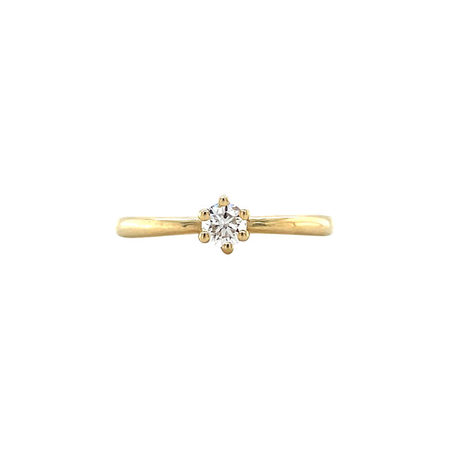 Geelgouden solitair ring met diamant 14 krt
