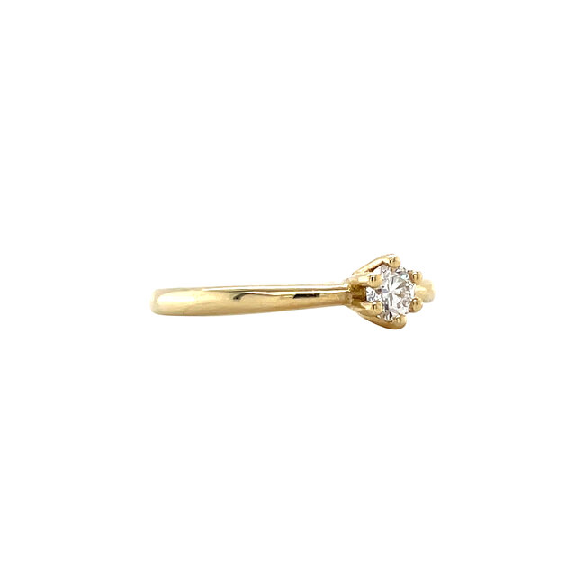 Yellow gold solitaire ring with diamond 14 kt