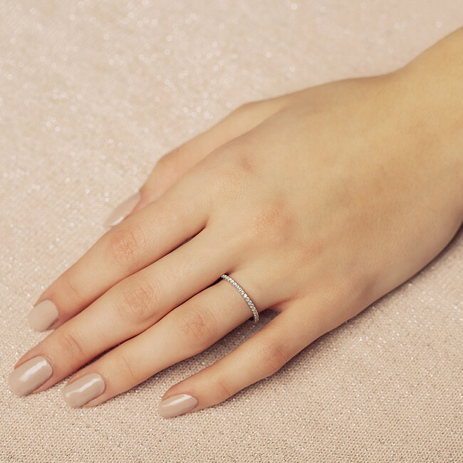 Witgouden rijring met diamant 14 krt