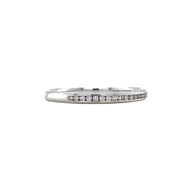 White gold rail ring with diamond 14 kt