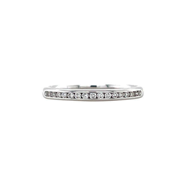 Witgouden rail ring met diamant 14 krt