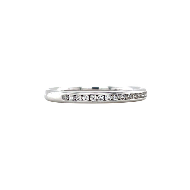 White gold rail ring with diamond 14 kt