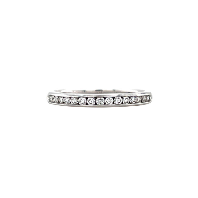 Witgouden rail ring met diamant 14 krt