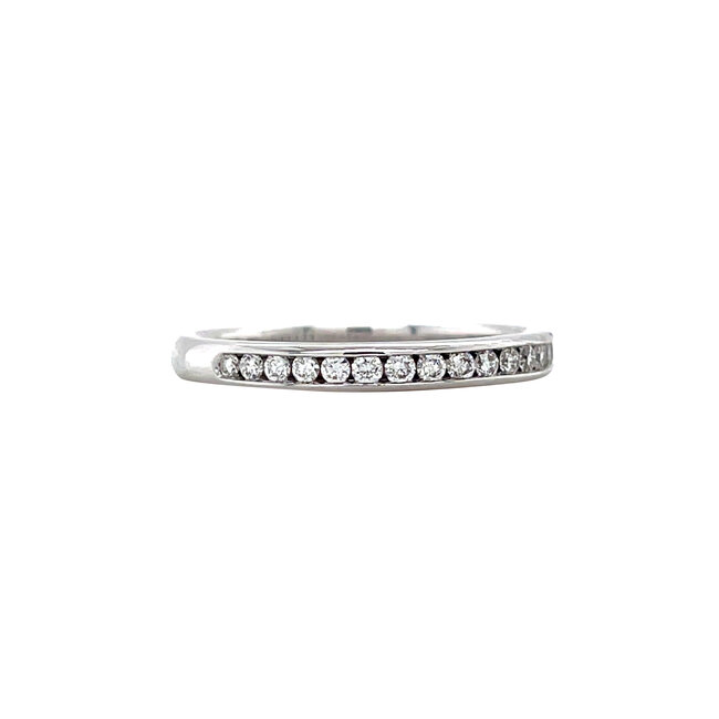 White gold rail ring with diamond 14 kt