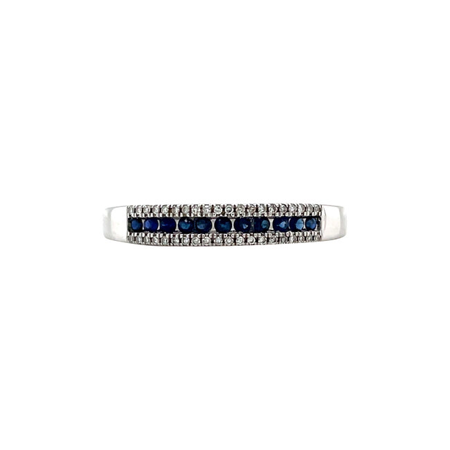 Witgouden ring met saffier en diamant 14 karaat