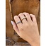 Witgouden ring met saffier en diamant 14 karaat