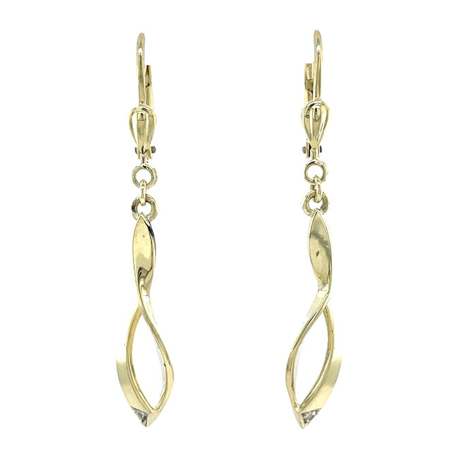 Gold earrings with diamond 14 karat