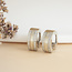 White gold hinged hoop earrings with diamond 14 kt