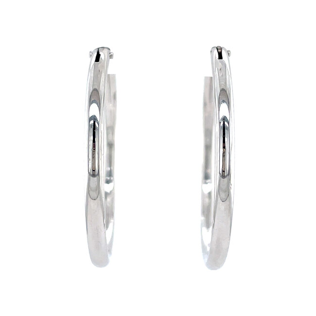 White gold smooth hoop earrings 14 kt
