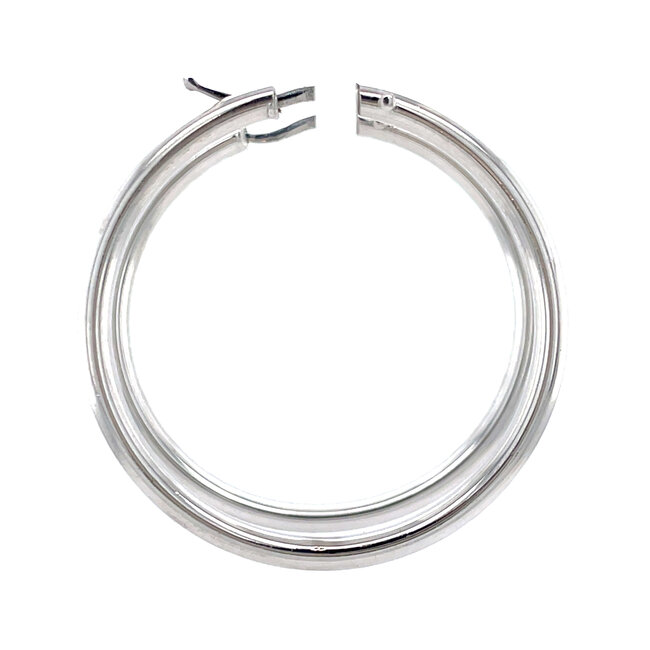 White gold smooth hoop earrings 14 kt
