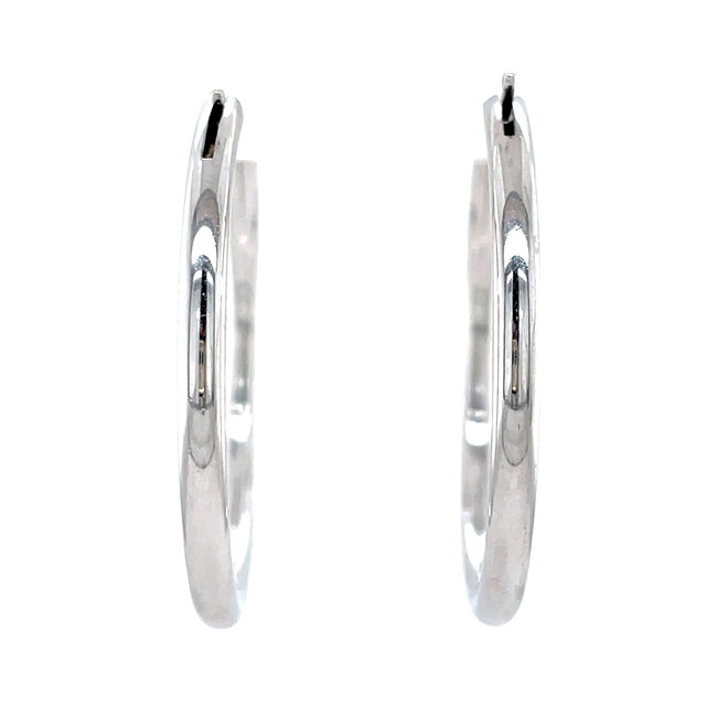 White gold smooth hoop earrings 14 kt