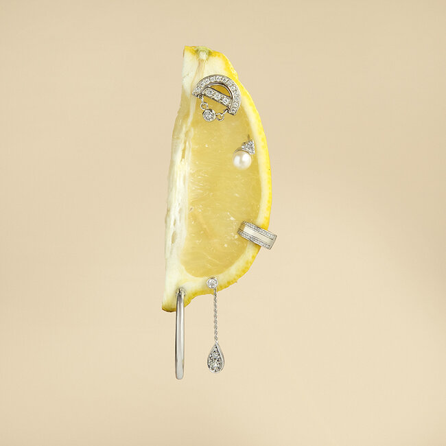 White gold smooth hoop earrings 14 kt