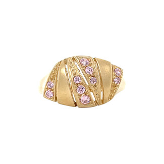 Gouden ring met roze zirkonia