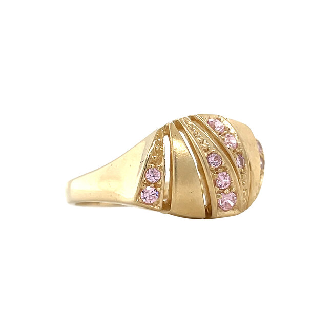 Gouden ring met roze zirkonia 14 karaat