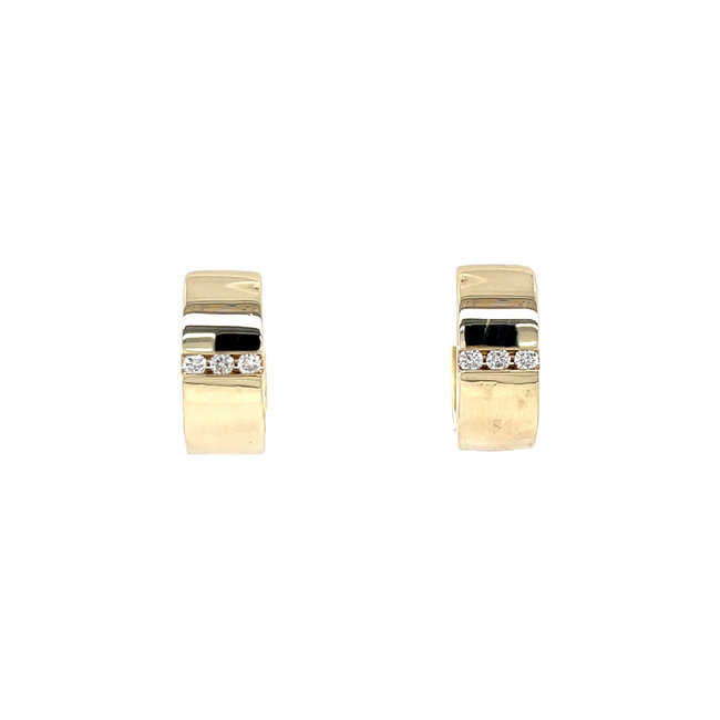 Gouden klapcreolen met diamant 14 krt