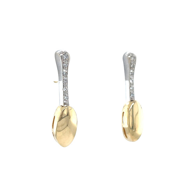 Bicolour gouden oorstekers met diamant 18 krt
