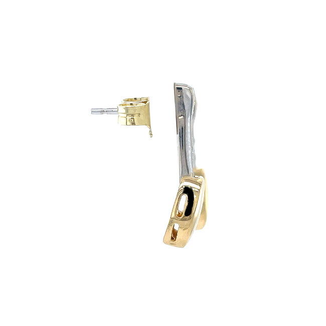 Bicolour gold stud earrings with diamond 18 kt