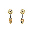 Bicolour gold stud earrings with diamond 18 kt