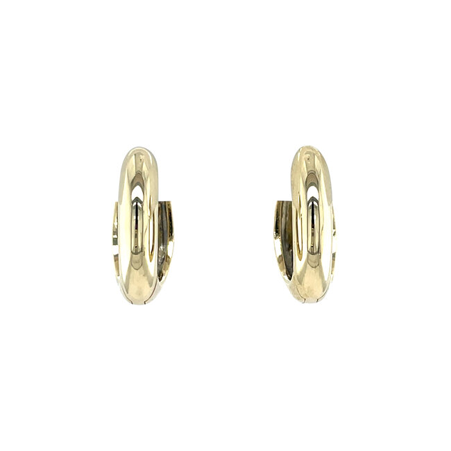 Gold hinged hoop earrings with zirconia 14 kt