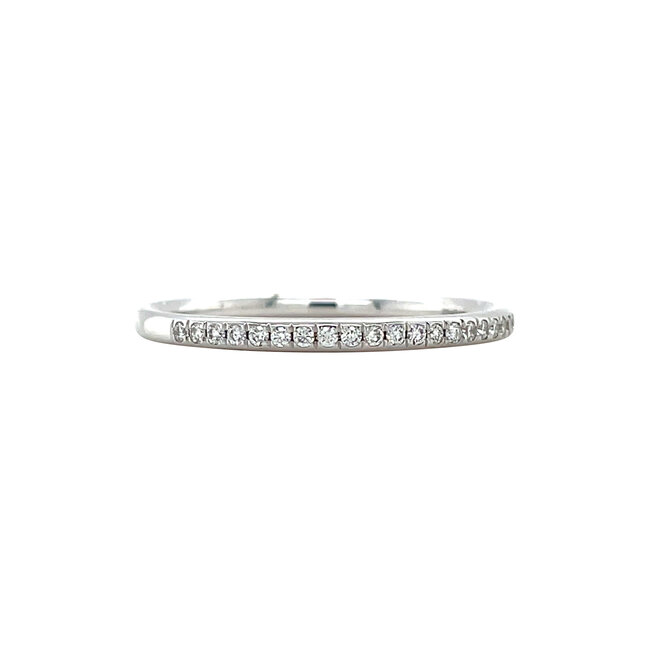 White gold row ring with diamond 14 kt