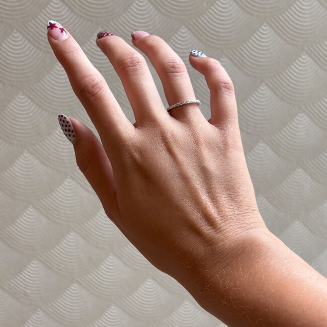 Witgouden rijring met diamant 14 krt