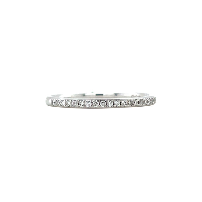 White gold row ring with diamond 14 kt