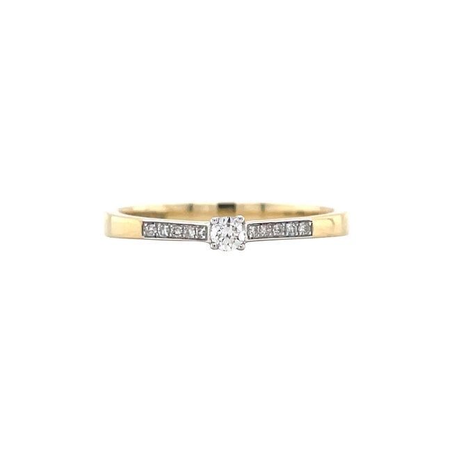 Gouden ring met diamant 14 karaat* Nieuw