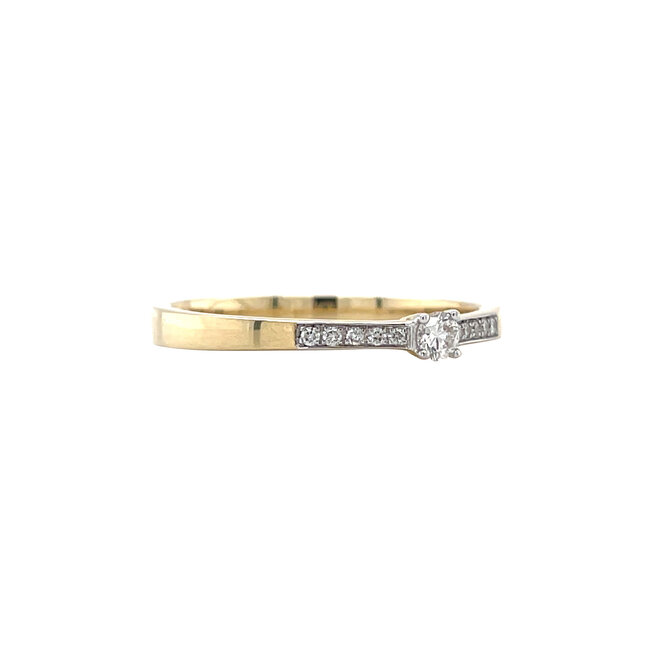 Gouden ring met diamant 14 karaat* Nieuw
