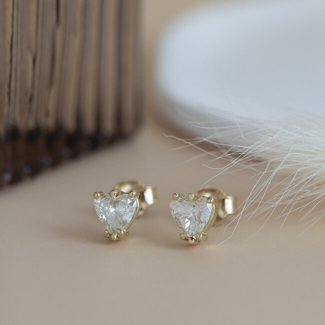 Goldene Ohrstecker mit Diamant 14 kt