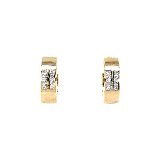 Gouden klapcreolen met diamant 14 karaat